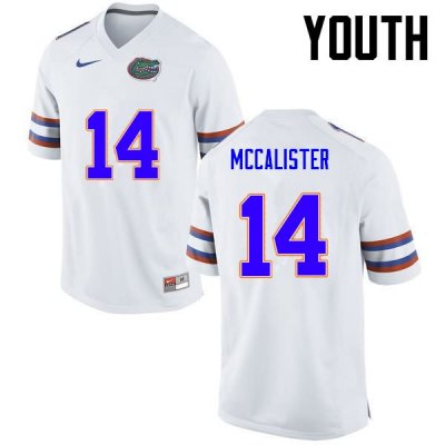 Youth Florida Gators #14 Alex McCalister NCAA Nike White Authentic Stitched College Football Jersey DTN8362LQ